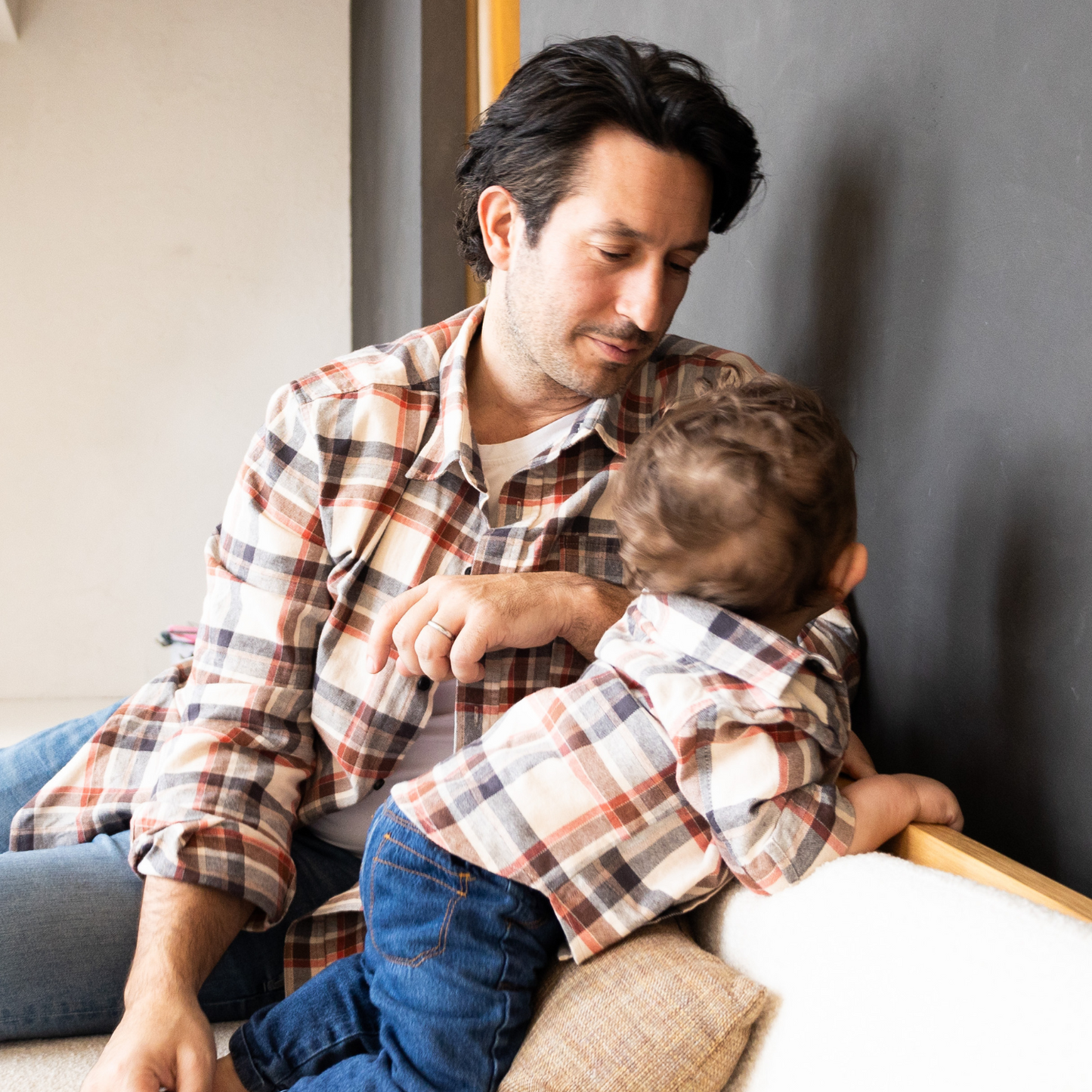 Dad & Mini Flannel Overshirt Set - Red Check