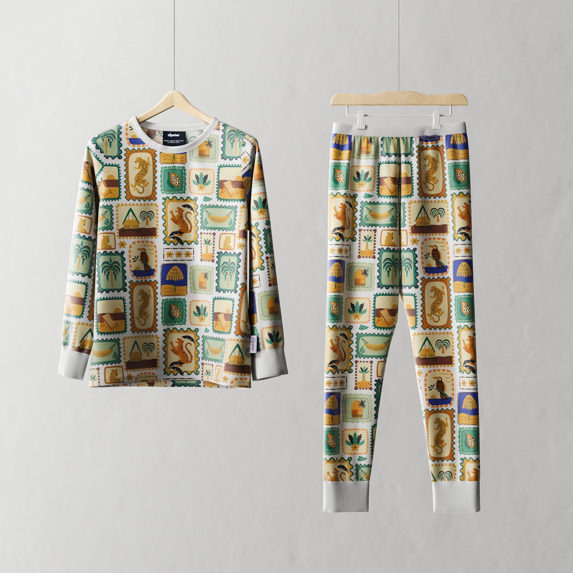 Children's PJ Set Animal Stamps