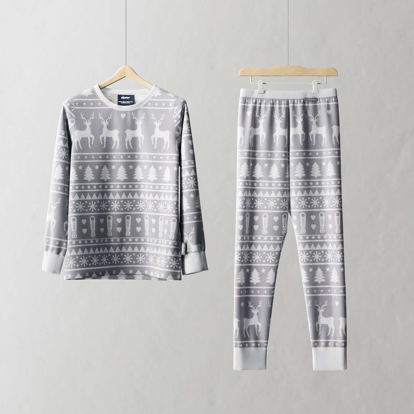 Children's PJ Set Grey Fair Isle