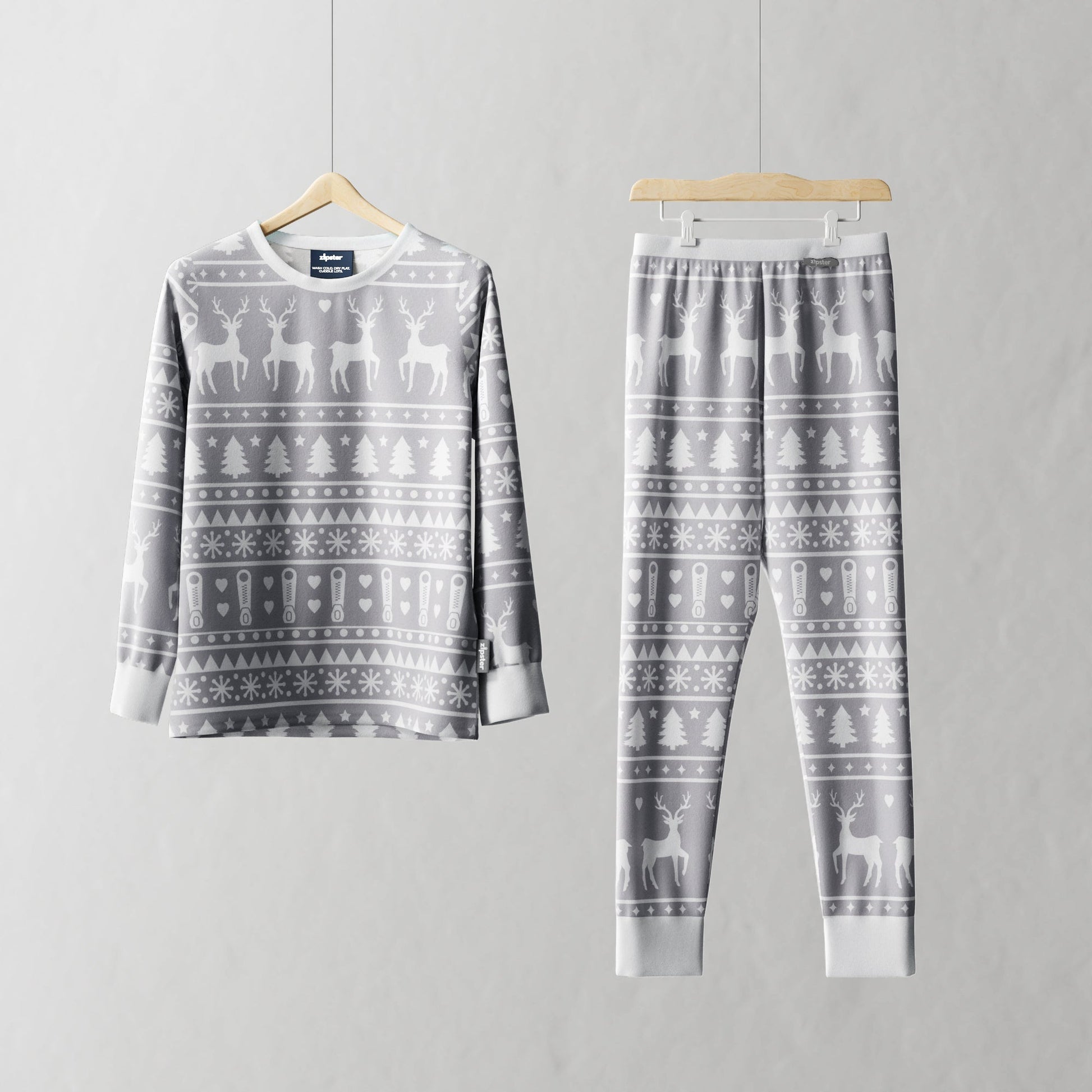 Children's PJ Set Grey Fair Isle