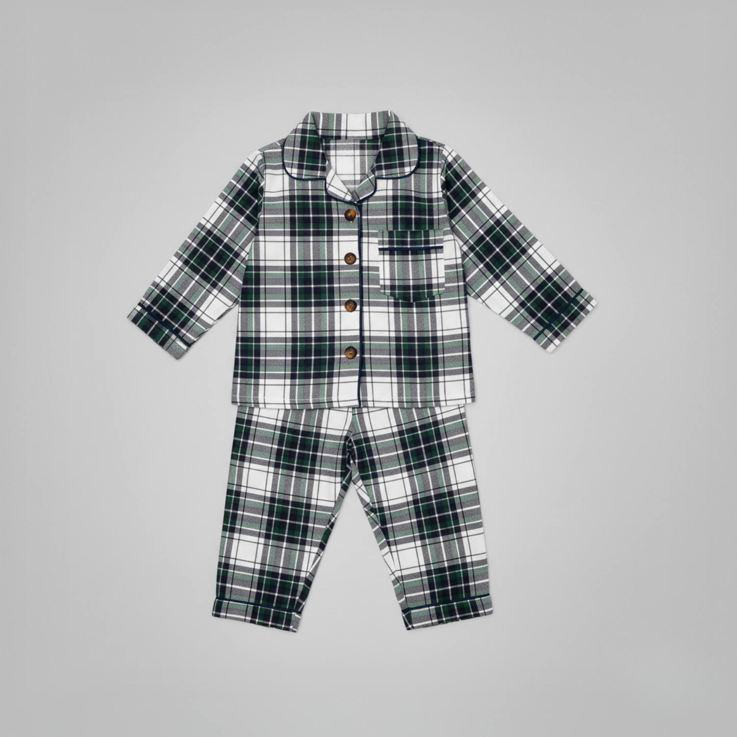 Children's PJ Set Green Tartan