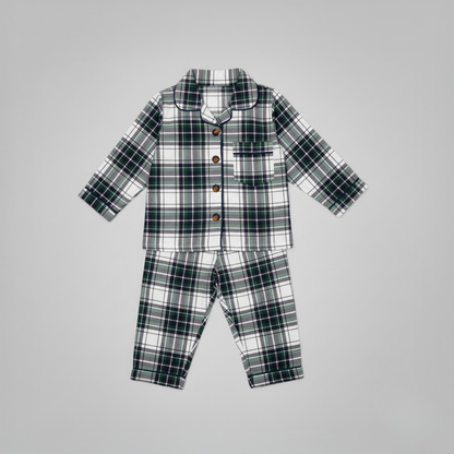 Children's PJ Set Green Tartan
