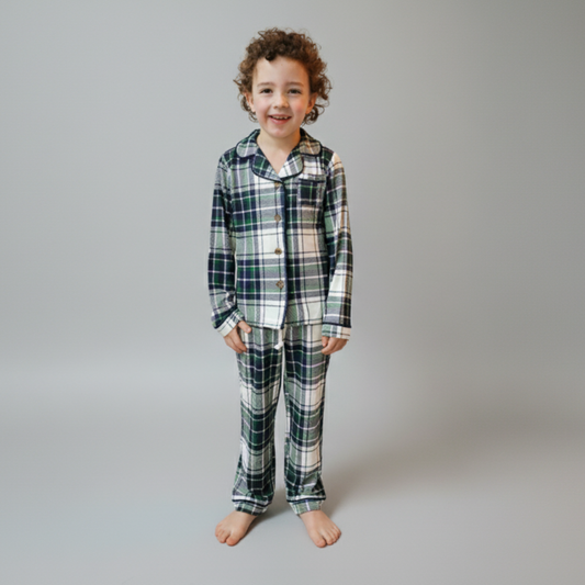 Children's PJ Set Green Tartan