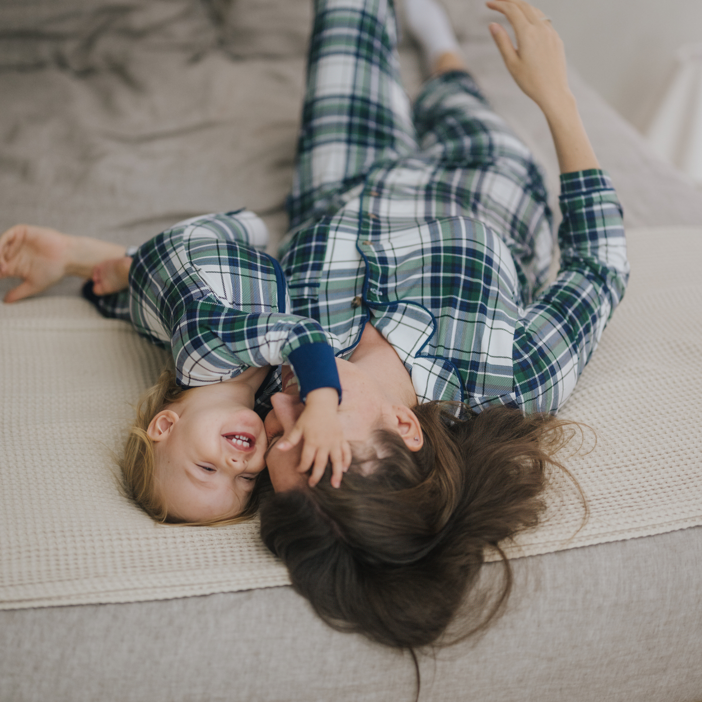 Ladies Pajamas Set Green Tartan