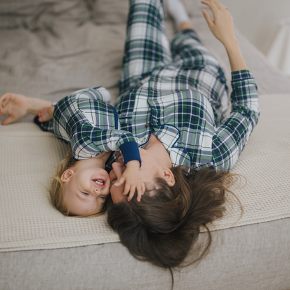 Ladies Pajamas Set Green Tartan