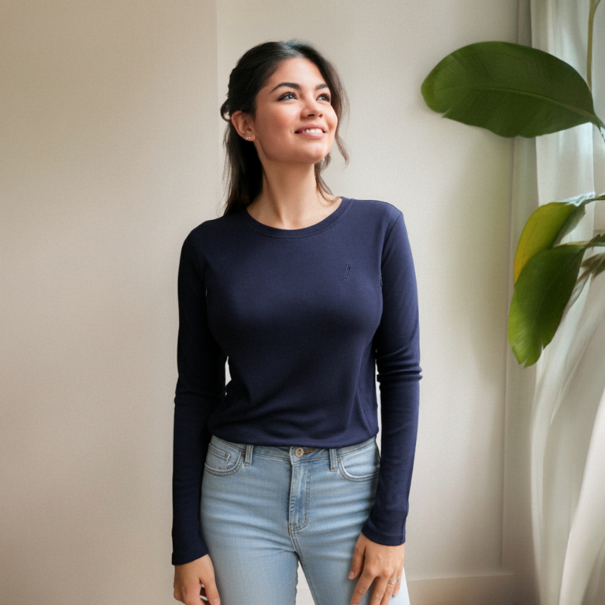 Breastfeeding T-Shirt Long Sleeve Navy Blue
